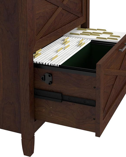 Bush Furniture Key West 2 Drawer Lateral File Cabinet in Bing Cherry - LeafyLoom