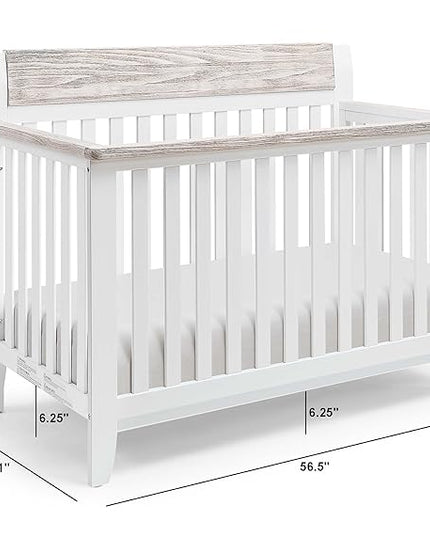 Suite Bebe Hayes 4 in 1 Convertible Crib, White and Wire Brushed Wood - LeafyLoom