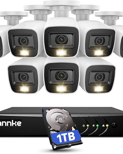 ANNKE 3K Lite Wired Security Camera System with AI Human/Vehicle Detection, H.265+ 8CH Surveillance DVR with 1TB Hard Drive and 8 x 1080p HD Outdoor CCTV Cameras, Color Night Vision, Smart Dual Light ANNKE