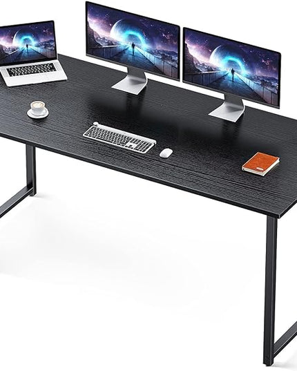 Coleshome 63 Inch Computer Desk, Modern Simple Style Desk for Home Office, Study Student Writing Desk,Black - LeafyLoom