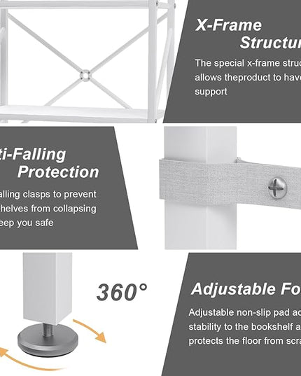 5 Tiers Bookshelf, Tall Bookcase,Classically Modern White Bookshelf Storage Organizer, Industrial Book Storage Rack,Open Shelving Wood Large Modern Bookshelf for Living Room/Bedroom/Home/Office, White - LeafyLoom