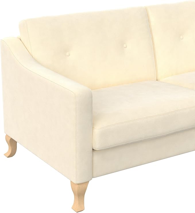 Mr. Kate Tess Sofa with Soft Pocket Coil Cushions, Small Space Living Room Furniture, White Linen - LeafyLoom