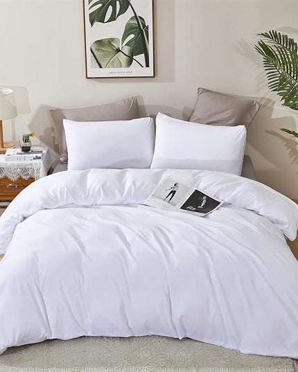 White Comforter King White King Beddig Soft 3 PCs Comforter Set 1 King Size Comforter(104x90 inches) with 2 Pillowcases (20x36 inches) - LeafyLoom