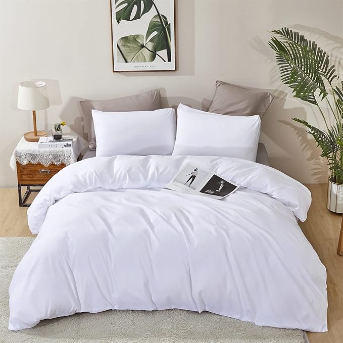 White Comforter Queen White Bedding Comforter Set Full True White Bed Set Soft Durable Solid Bright White Breathable Comforter Set Women Durable Lightweight Plain White Comforter Queen - LeafyLoom