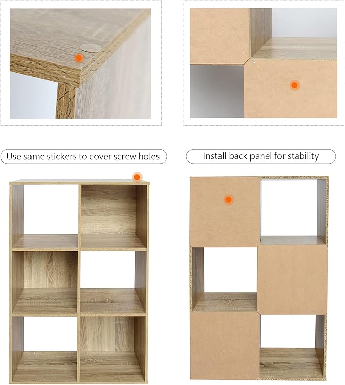 PACHIRA E-Commerce US 6 Cube Storage Organizer Unit Shelf, Closet Cabinet, Bookshelf File Organizer Rack in Living Room, Bedroom, Study,OAK - LeafyLoom