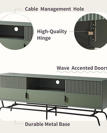 24/7 Shop at Home Quin Modern TV Stand with Storage Drawers, Media Console Cabinet, Entertainment Center for 65 inch Television, Unique Living Room Furniture, Light Gray - LeafyLoom