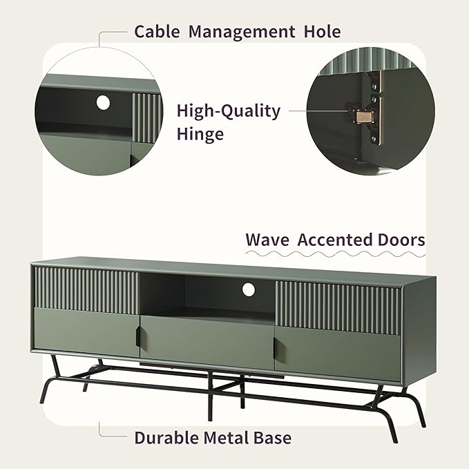 24/7 Shop at Home Quin Modern TV Stand with Storage Drawers, Media Console Cabinet, Entertainment Center for 65 inch Television, Unique Living Room Furniture, Light Gray - LeafyLoom