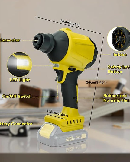 Cordless Dust Blower for Dewalt 20V Max Battery, 2-in-1 Blower & Vacuum, Handheld Blower HighSpeed Motor Air Compressed Duster w/ 671 MPH & 7 Nozzles for Sawmill Room, Home Cleaning（No Battery ） - LeafyLoom