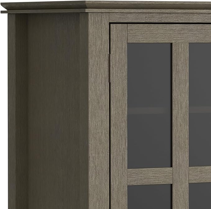 SIMPLIHOME Artisan SOLID WOOD Universal TV Media Stand, 53 inch Wide, Transitional, Living Room Entertainment Center with Storage, for Flat Screen TVs up to 60 inches in Farmhouse Grey - LeafyLoom