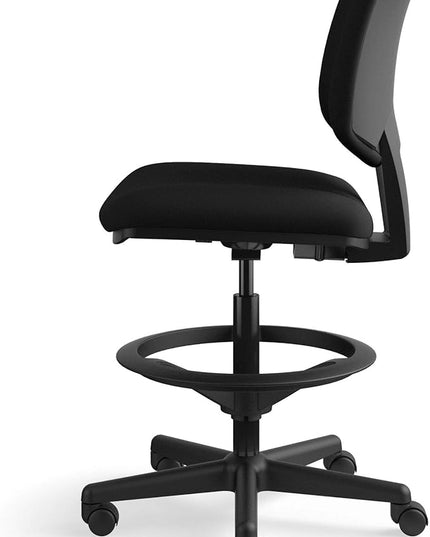 HON Volt Armless Task Seating, Stool, Black Fabric Stool - LeafyLoom
