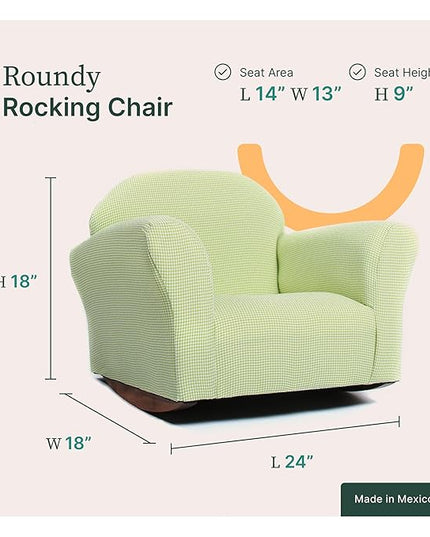 Keet Roundy Rocking Kid's Chair, Green Gingham - LeafyLoom