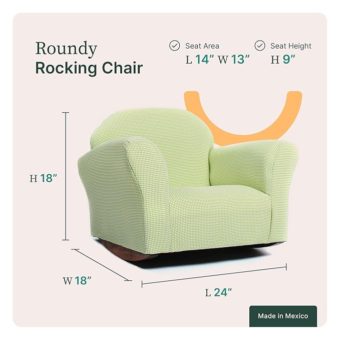 Keet Roundy Rocking Kid's Chair, Green Gingham - LeafyLoom