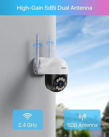 ZOSI C289 2K Pan/Tilt WiFi Add On Camera, 3MP Plug-in Outdoor PT Security Camera, Night Vision, Human Detection, 2 Way Audio, Smart Light Siren, Only Work 2K WiFi NVR System(ZR08RP,ZR08LL) ZOSI