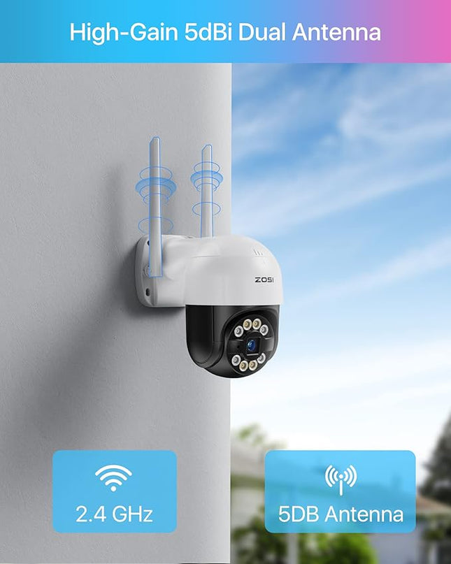 ZOSI C289 2K Pan/Tilt WiFi Add On Camera, 3MP Plug-in Outdoor PT Security Camera, Night Vision, Human Detection, 2 Way Audio, Smart Light Siren, Only Work 2K WiFi NVR System(ZR08RP,ZR08LL) ZOSI