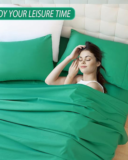 Whitney Home Textile King Sheet Set - 4 Piece Luxury Cooling Bed Sheets for King Size Bed, Silky Soft Sheets 16" Deep Pocket, Hotel Bedding Sheets and Pillowcases, Wrinkle Free Oeko-Tex Sheets - LeafyLoom
