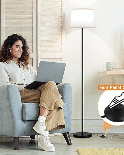 【Upgraded】 Floor Lamps for Living Room, Modern Floor Lamp with Remote Control, Dimmable Colors Temperature Standing Lamp Foot Switch, Tall Lamps for Bedroom Office Kid Room(9W LED Bulb) - LeafyLoom