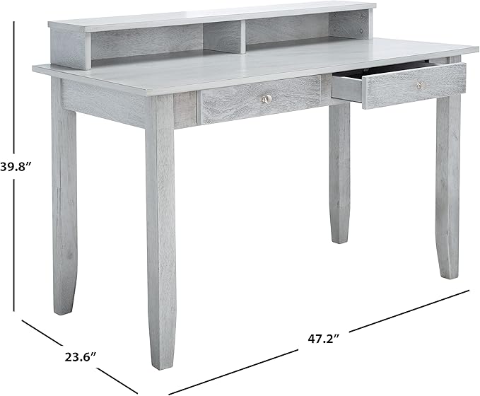 SAFAVIEH Home Collection Winsome Dark Grey 2-Drawer Office Living Room Bedroom Study Foyer Writing Desk DSK1402B, 0 - LeafyLoom