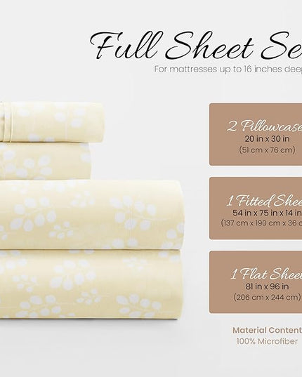 Linen Market 4 Piece Full Bedding Sheet Set (Ivory Wheatfield) - Sleep Better Than Ever with These Ultra-Soft & Cooling Bed Sheets for Your Full Size Bed - Deep Pocket Fits 16" Mattress - LeafyLoom