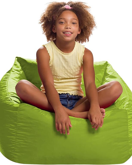 Posh Creations Structured Comfy Seat for Playrooms and Bedrooms, Large Bean Bag Chair, Coronado Chair, Lime - LeafyLoom