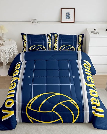 Feelyou Volleyball Bedding Set Twin Size Sports Game Comforter Set for Kids Boys Girls Decor Volleyball Player Comforter Microfiber Sports Gaming Duvet Set Bedroom Quilt Set - LeafyLoom