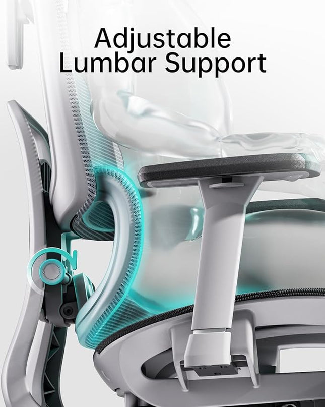 Hbada Ergonomic Office Chair with 3D Adjustable Armrests, Adjustable Lumbar Support High Back for Computer Chair, Big and Tall Mesh Office Chair, Home Office Desk Chairs White - LeafyLoom