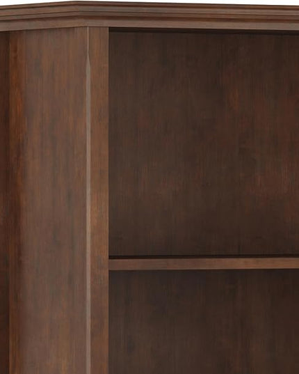 SIMPLIHOME Amherst SOLID WOOD 30 Inch Transitional 5 Shelf Bookcase in Russet Brown, For the Living Room, Study Room and Office - LeafyLoom