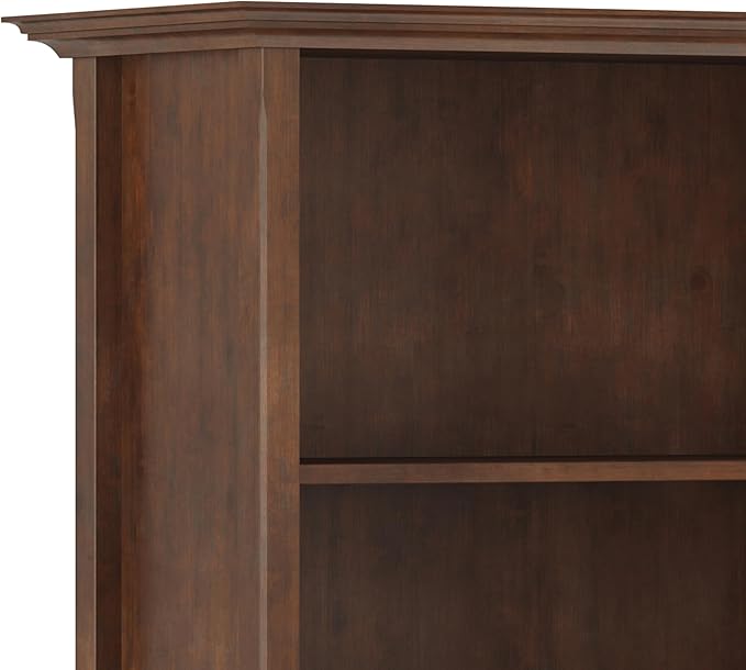 SIMPLIHOME Amherst SOLID WOOD 30 Inch Transitional 5 Shelf Bookcase in Russet Brown, For the Living Room, Study Room and Office - LeafyLoom