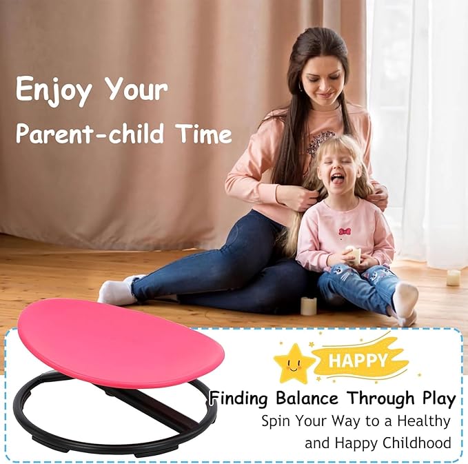 Kids Sit and Spin Sensory Chair,Kids Sensory Spin Chair Seat,Kids Carousel Spin Sensory Chair,Metal Base Non-Slip Pads,Training Body Coordination,Kids Indoor Outdoor Play Equipment - LeafyLoom