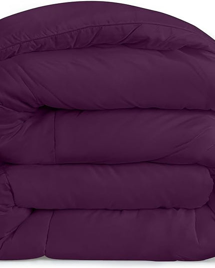 Utopia Bedding All Season 250 GSM Comforter - Plush Siliconized Fiberfill Comforters - Box Stitched (Plum, Queen) - LeafyLoom