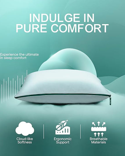 Marlow Adjustable Memory Foam Pillow by Brooklinen - Provides Back and Neck Pain Relief - Ideal Back, Stomach and Side Sleeper Pillow - Cooling-infused Pillow - King Size, Pack of 2 - LeafyLoom