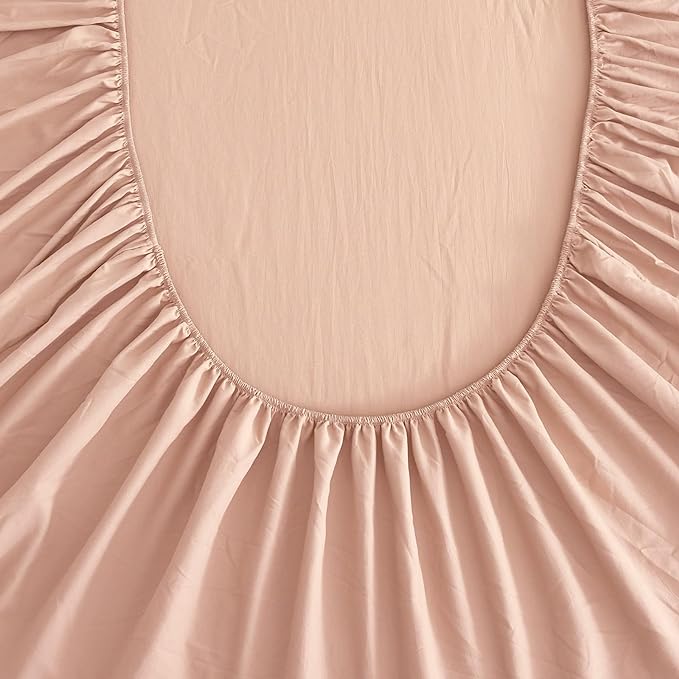 Blush Pink Sheets King 4 Piece Bed Sheets,15 Inch Deep Pocket,Luxury Soft King Sheet & Pillowcase Set,Easy Fit Fitted Sheets King,Wrinkle & Shrink Resistant Cooling Sheets for King Size Bed - LeafyLoom