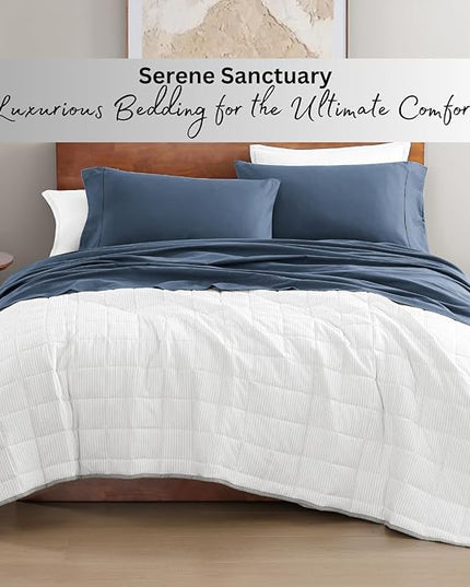 LANE LINEN 100% Organic Cotton California King Sheets Set, 4-Piece Pure Organic Cotton Long Staple Percale Weave Soft Best Bedding Sheets for Bed, Breathable, Fits Mattress Upto 15" Deep - Navy - LeafyLoom