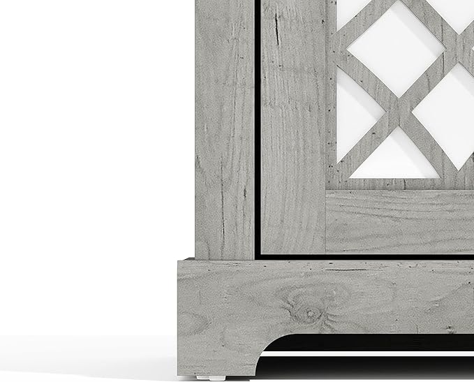 Galano Millicent TV Stand for up to 75 Inch TV, Farmhouse Entertainment Center with Mirror Doors & Storage Shelves, Rustic Media Console Cabinet for Living Room, Mexican Grey - LeafyLoom