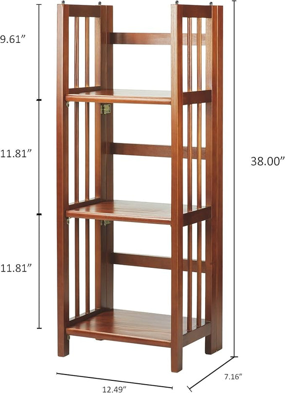 Casual Home 3-Shelf Folding Bookcase (14" Wide)-Mahagony - LeafyLoom