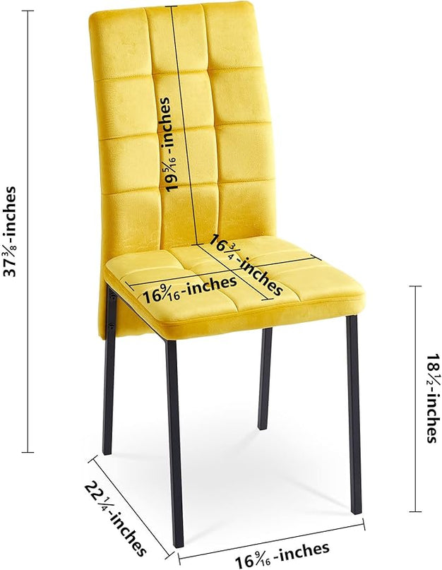 NicBex Velvet Dining Chairs, Upholstered Reception Chairs, High Back Nordic Dining Chair with Metal Legs for Home Kitchen, Living Room, Set of 4, Yellow - LeafyLoom