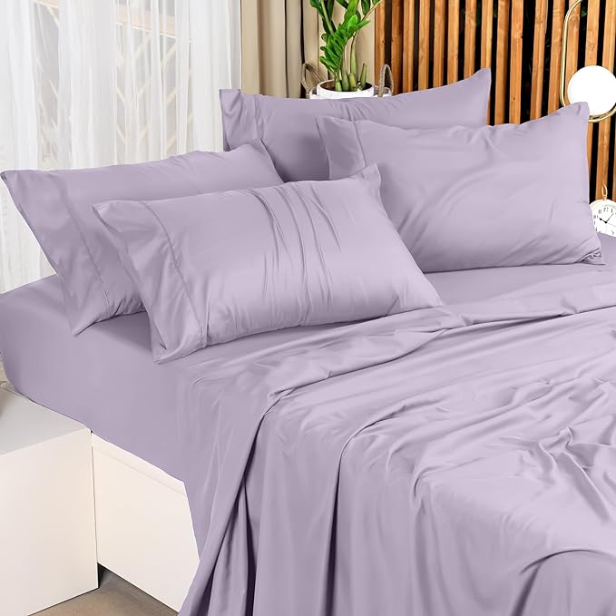 Utopia Bedding King Bed Sheets Set - 4 Piece Bedding - Brushed Microfiber - Shrinkage and Fade Resistant - Easy Care (King, Lavender) - LeafyLoom
