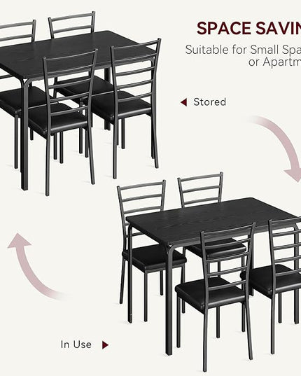 IDEALHOUSE Dining Table for 4, Small Table and Chairs Set of 4, Dinette Set for 4, Square Dinner Table Set, 3 Piece Kitchen & Dining Room Sets for Small Space (Black, Dining Table with 4 Chairs) - LeafyLoom