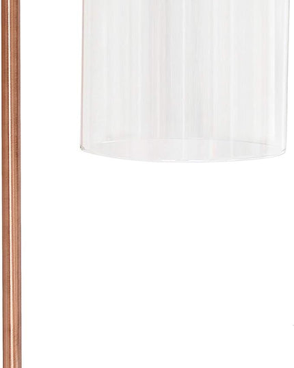 Simple Designs LD1036-RGD Bronson Antique Style Industrial Iron Lantern Desk Bedside Glass Shade Table Lamp, Rose Gold - LeafyLoom