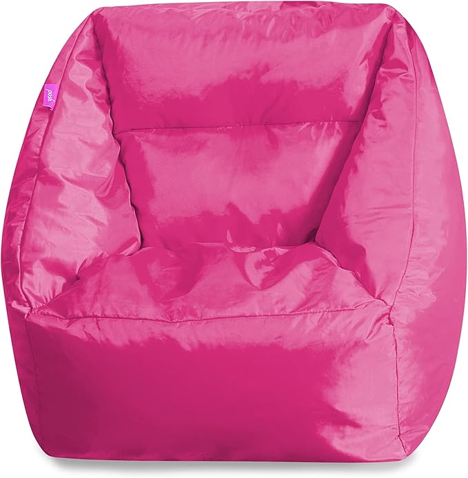 Posh Creations Structured Comfy Seat for Playrooms and Bedrooms, Large Bean Bag Chair, Coronado Chair, Pink - LeafyLoom