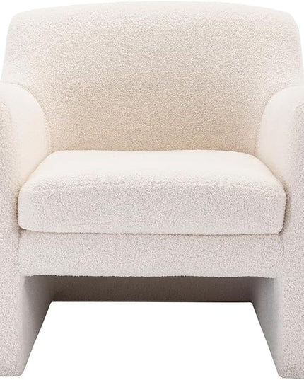 COLAMY Sherpa Accent Chair for Living Room, Living Room Chair, Soft Padded Armchair with Back, Comfy Accent Living Room Chair with Back, Cream - LeafyLoom