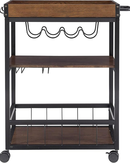 Linon Austin Kitchen Cart, 30.5"W x 18.13"D x 36.25"H, Black - LeafyLoom