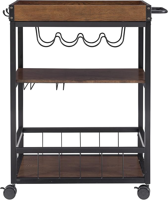 Linon Austin Kitchen Cart, 30.5"W x 18.13"D x 36.25"H, Black - LeafyLoom