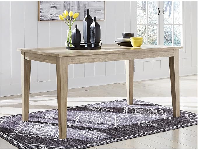 Signature Design by Ashley Gleanville Contemporary Dining Table, Light Brown - LeafyLoom