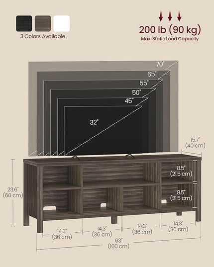 VASAGLE TV Stand for TVs up to 70 Inches, Entertainment Center with Storage Shelves, TV Console Table, Easy to Assemble, TV Cabinet for Living Room, Bedroom, Chestnut Brown ULTV114K01 - LeafyLoom