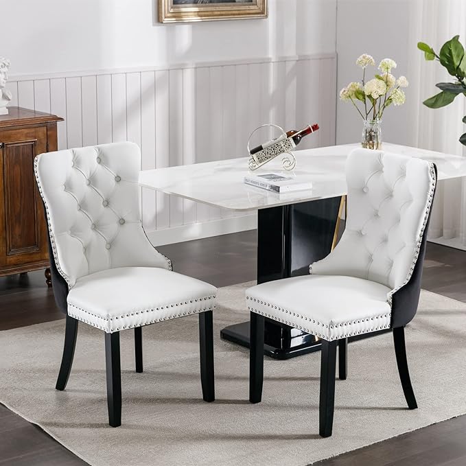 NicBex Haerin-SD-00103-LWJ Dining Chairs, 25.5"x19.7"x37.5", White and Black - LeafyLoom