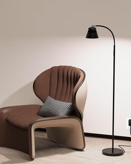 AXX LED Reading Floor Lamp for Office/Living Room/Bedroom, 2000LM Bright Dimmable Standing Lamp with Remote for Task and Craft - Black, Adjustable Gooseneck, Industrial, Minimalist, Small, Metal - LeafyLoom