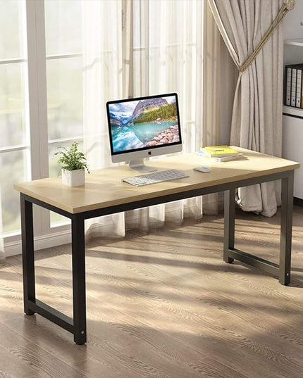 Tribesigns Computer Desk, Large Office Desk Computer Table Study Writing Desk for Home Office, Walnut + Black Leg, 63 X 23.6 inch - LeafyLoom