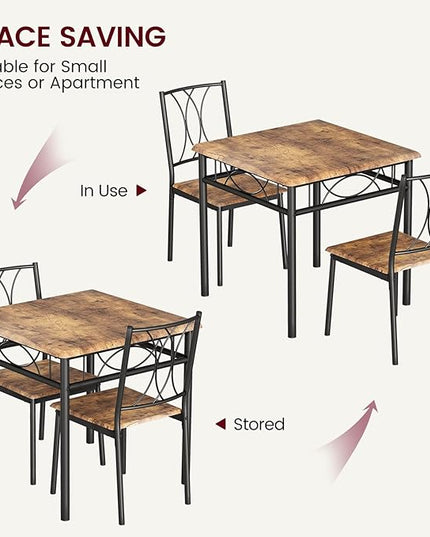 IDEALHOUSE Dining Table Set for 2, Kitchen Table and Chairs, Square Dining Room Table Set with 2 Metal and Wood Chairs, 3 Piece Dining Table Set for Small Spaces, Apartment, Rustic Brown - LeafyLoom