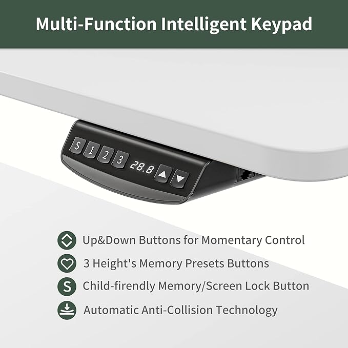 FEZIBO 55 x 24 Inch Height Adjustable Electric Standing Desk with Double Drawer, Stand Up Desk with Storage Shelf, Sit Stand Desk, White - LeafyLoom