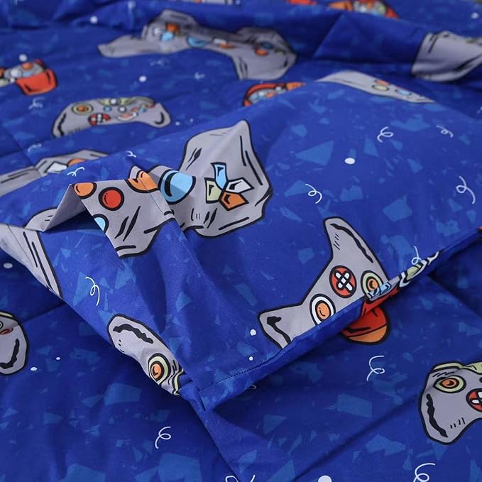 3PCS Blue Gamer Twin Comforter Set for Boys Girls Teens and Kids, Microfiber Gaming Twin Bed Comforter, Lightweight and Fade Resistant, Twin - LeafyLoom